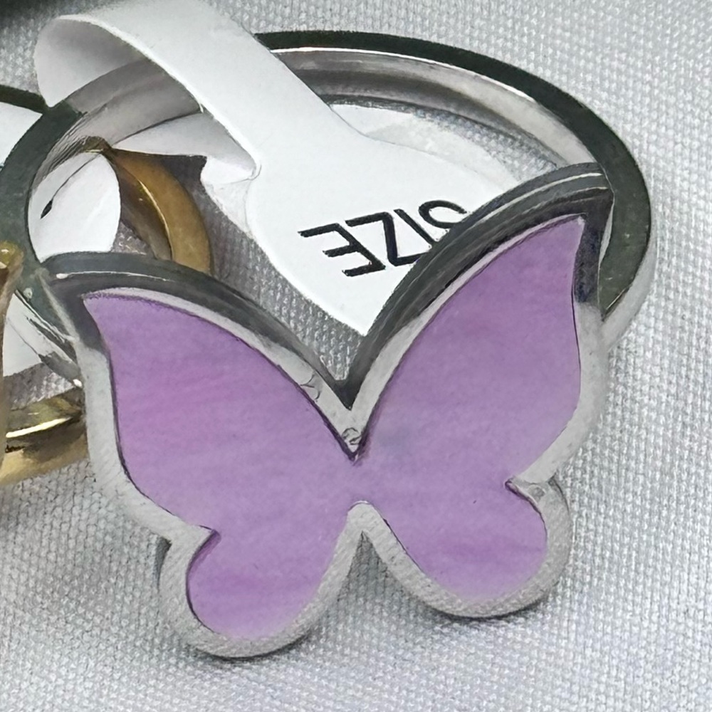 Elegant Purple Butterfly Ring - Stainless Steel SZ 9.5